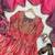 Coral colour fendy silk embroidered gown set with printed georgette dupatta
