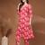 Red floral printed cotton stitched kurta set with palazzo for women
