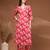 Red floral printed cotton stitched kurta set with palazzo for women