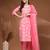 Pink floral printed cotton stitched kurta set with palazzo & dupatta for women