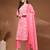 Pink floral printed cotton stitched kurta set with palazzo & dupatta for women