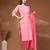 Pink floral printed cotton stitched kurta set with palazzo & dupatta for women