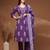 Purple floral printed cotton stitched kurta set with palazzo & dupatta for women