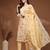 Off white floral printed cotton stitched kurta set with palazzo & dupatta for women