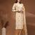 Off white floral printed cotton stitched kurta set with palazzo & dupatta for women