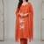 Orange floral printed cotton stitched kurta set with palazzo & dupatta for women