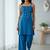 Blue floral printed cotton stitched co-ord set for women