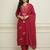 Maroon floral printed cotton stitched kurta set with palazzo & dupatta for women