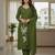 Olive floral printed cotton stitched kurta set with palazzo & dupatta for women