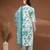 Off white floral printed cotton stitched kurta set with palazzo & dupatta for women