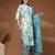 Off white floral printed cotton stitched kurta set with palazzo & dupatta for women