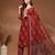 Red floral printed cotton stitched kurta set with palazzo & dupatta for women