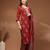 Red floral printed cotton stitched kurta set with palazzo & dupatta for women