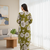 Olive floral printed cotton stitched co-ord set for women