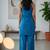 Blue floral printed cotton stitched co-ord set for women