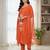 Orange floral printed cotton stitched kurta set with palazzo & dupatta for women