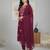 Maroon floral printed cotton stitched kurta set with palazzo & dupatta for women