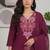 Maroon floral printed cotton stitched kurta set with palazzo & dupatta for women
