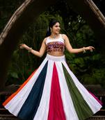 multcolor rayon cotton gamthi  mirror work chaniya choli