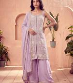Lavender silk blend embroidered sharara set