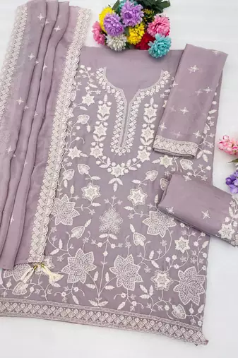 Lavender georgette embroidered sharara set