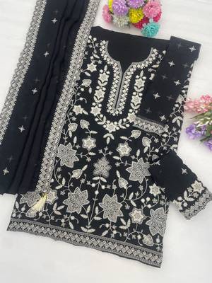 Black georgette embroidered sharara set 2