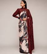 Geometeri print satin ready to wear saree