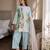 Blue cotton poly printed kurta set