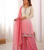 Multicolor faux georgette embroidered palazzo set