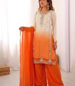 Multicolor faux georgette embroidered palazzo set