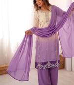 Multicolor faux georgette embroidered palazzo set