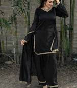 Black silk blend lace farshi salwar set