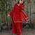 Red silk blend lace farshi salwar set