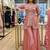 Peach silk blend embroidered palazzo set