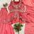 Peach silk blend embroidered palazzo set