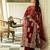Red faux georgette thread palazzo set