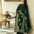 Green faux georgette thread palazzo set