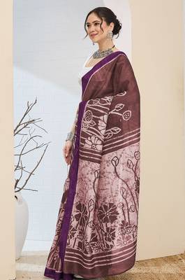 Floral printed silk blend ready to wear saree 3