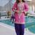Pink viscose embroidered farshi salwar set