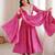 Pink rayon embroidered flared gown set