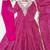 Pink rayon embroidered flared gown set
