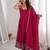 Rani-pink silk blend embroidered anarkali set