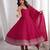 Rani-pink silk blend embroidered anarkali set