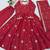 Red silk blend embroidered flared gown set