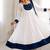 White silk blend embroidered flared gown set