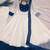 White silk blend embroidered flared gown set