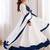 White silk blend embroidered flared gown set