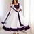 White silk blend embroidered flared gown set