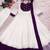 White silk blend embroidered flared gown set