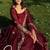 Maroon silk blend thread flared gown set